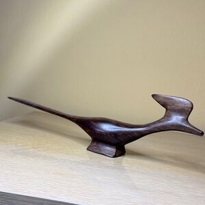 Vintage MCM Wooden Carved Woodpecker Bird Figurine